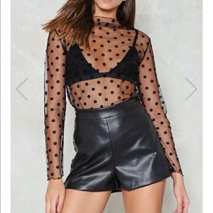 Nasty Gal Polka dot mesh top